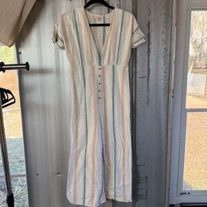 Billabong x The Salty Blonde Multicolor Striped Cotton Ankle Crop Jumpsuit